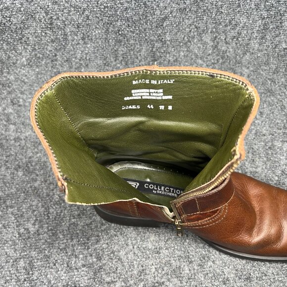 Skechers Motorcycle Boots Men's Size 11 Brown Leather Harness Buckle Square Toe - Picture 14 of 16